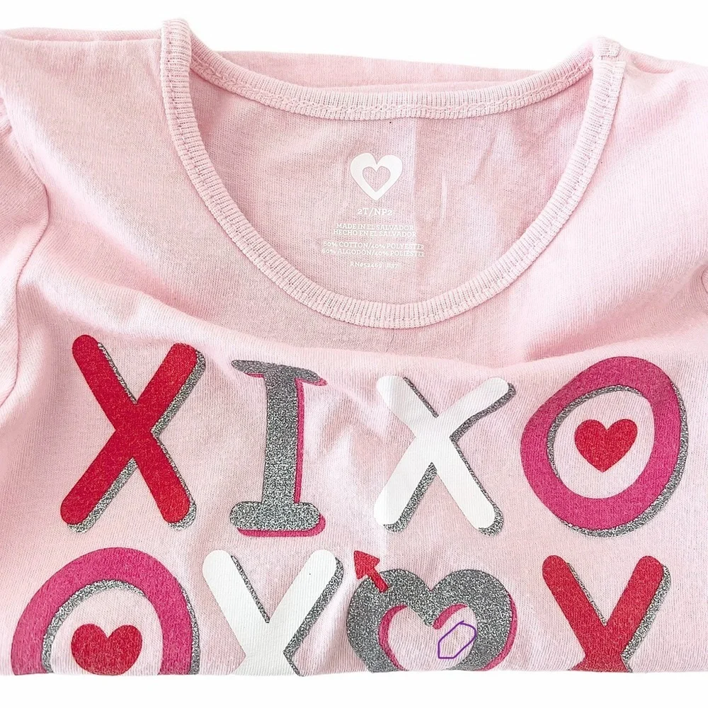 ⚡️5/$20⚡️ Valentine’s Day Pink Kids Tee with XOXO Pattern | Girls 2T